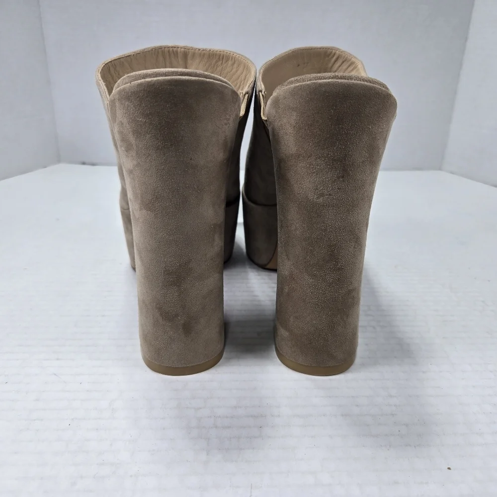 Stuart Weitzman Skyhigh 145mm Natural Tan Slide Platform Mules Size 9 1/2 M